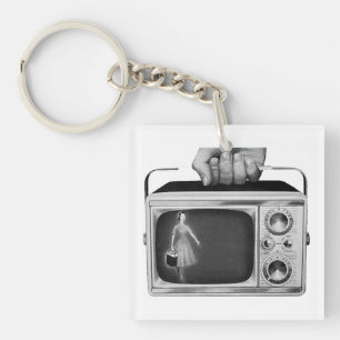 Retro tragbare TV aus den 1950er Jahren Mid-Centur Schlüsselanhänger