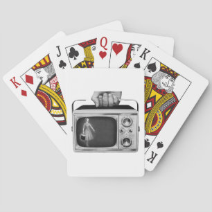 Retro tragbare TV der 1950er Jahre Mid-Century Spielkarten