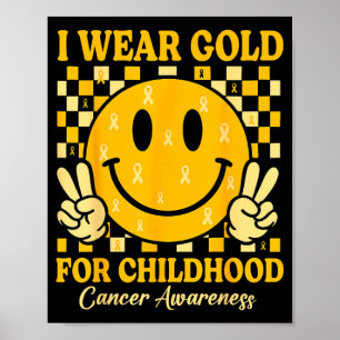 Retro trägt Gold für das Bewusstsein für Kinderkre Poster