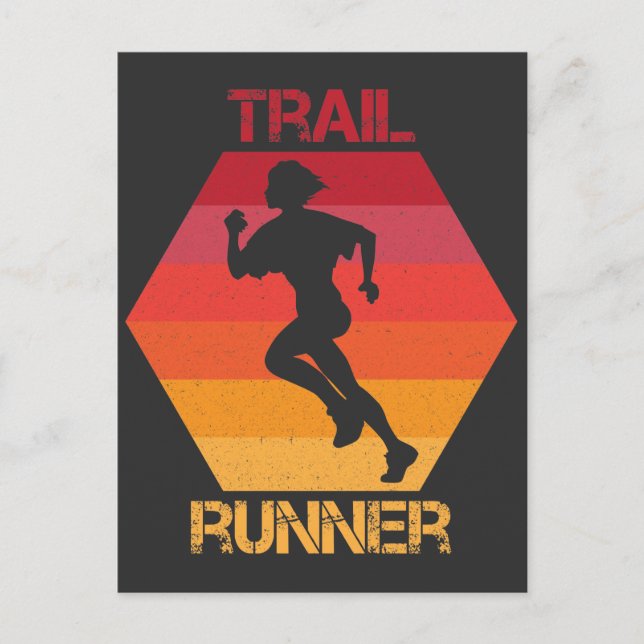 Retro Trail Runner Mountain Running Athlete Sport Postkarte (Vorderseite)