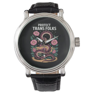 Retro Trans Stolz Trans Recht Beschütze Trans Mens Armbanduhr