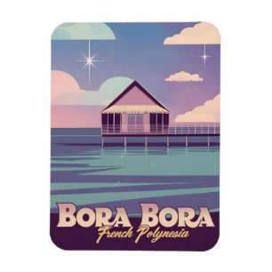 Retro Travel 80er Neon Bora Bora Französisch Polyn Magnet