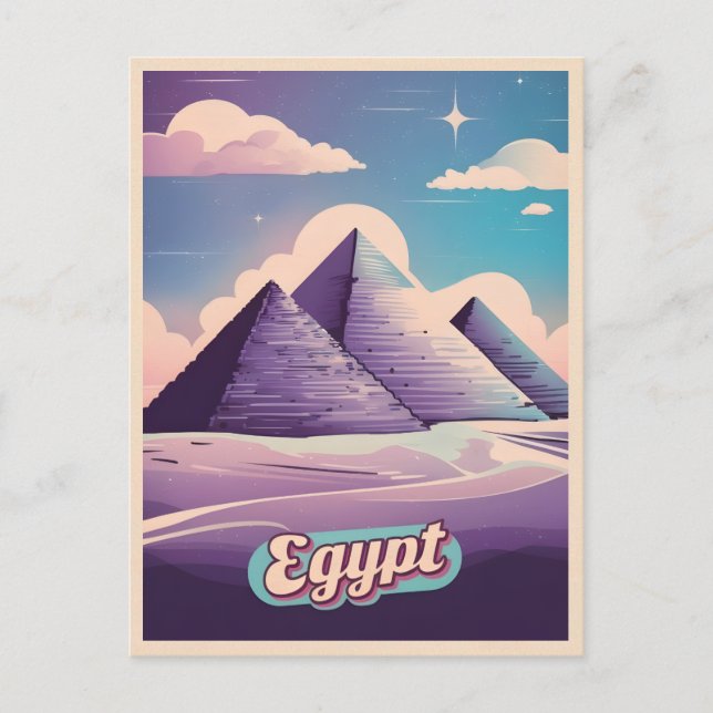 Retro Travel 80er Synthwave Alte Ägyptische Pyrami Postkarte (Vorderseite)