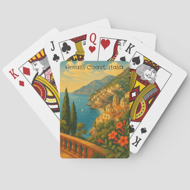 Retro Travel Amalfi Coast Italia Spielkarten (Rückseite)