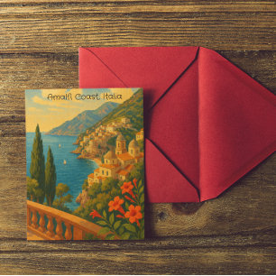 Retro Travel Amalfi Küste Italia Postkarte