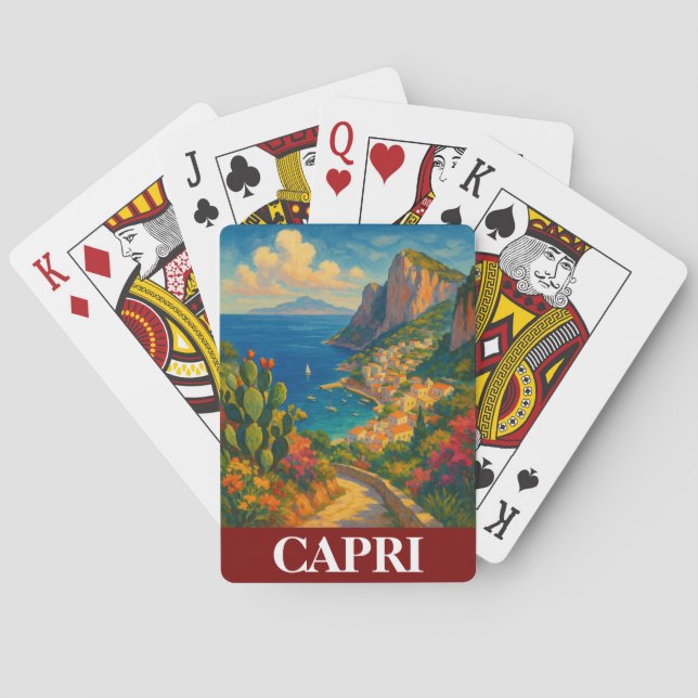 Retro Travel Capri Italien Landschaft Spielkarten (Rückseite)