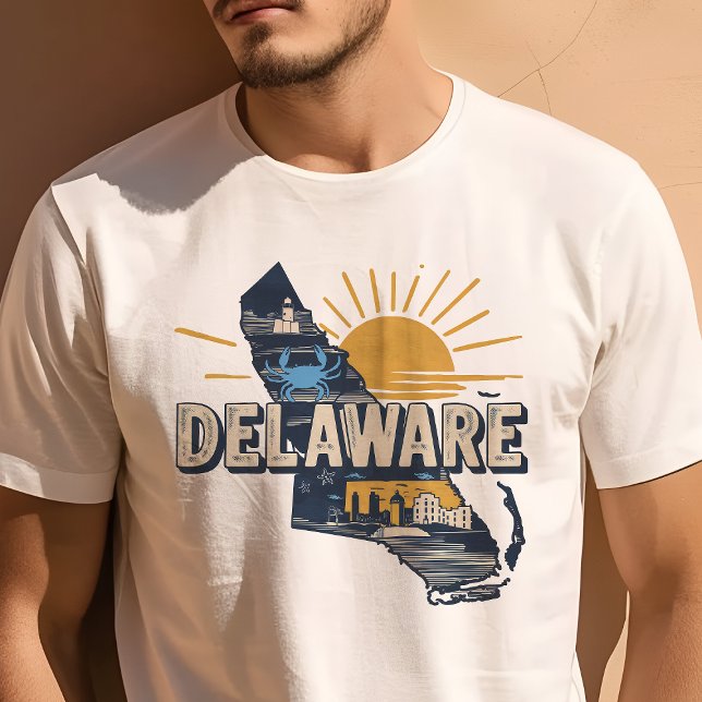 Retro Travel Iconic Delaware Grafik T-Shirt (Von Creator hochgeladen)