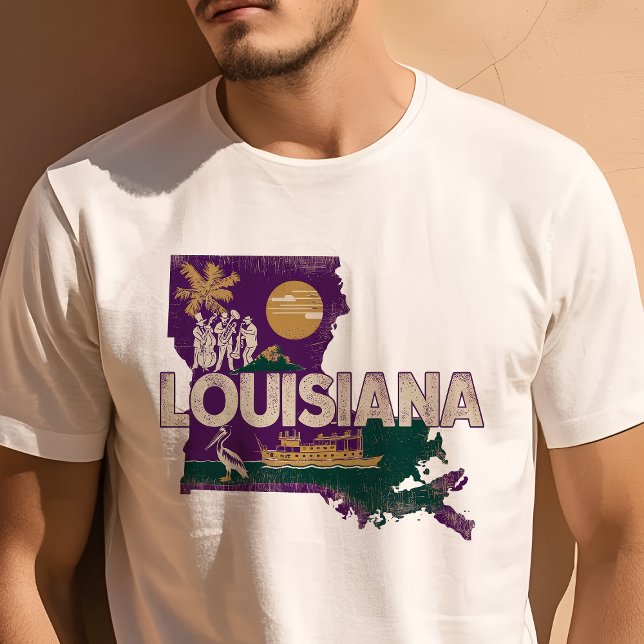 Retro Travel Iconic Louisiana Graphic T-Shirt (Von Creator hochgeladen)