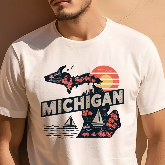 Retro Travel Iconic Michigan Graphic T-Shirt (Von Creator hochgeladen)