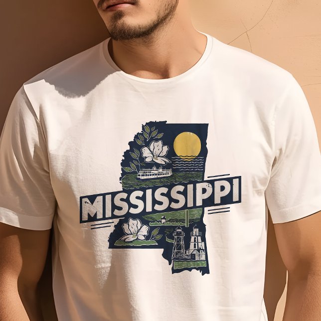 Retro Travel Iconic Mississippi Grafik T-Shirt (Von Creator hochgeladen)