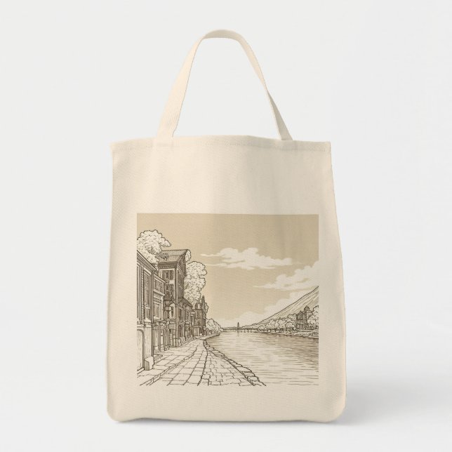 Retro Travel-Inspiriert Lebensmitteltaschen Tragetasche (Vorne)