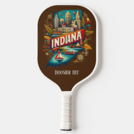 Retro Travel Map des Indiana Staat Pickleball Schläger