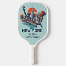 Retro Travel Map des New Yorker Staat Pickleball Schläger