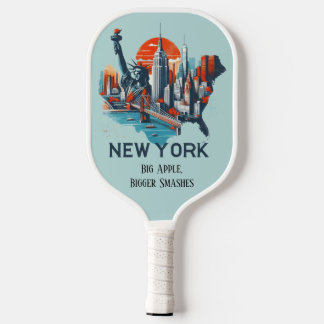 Retro Travel Map des New Yorker Staat Pickleball Schläger