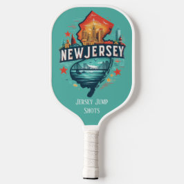Retro Travel Map New Jersey Staat Pickleball Schläger