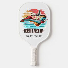 Retro Travel Map North Carolina Staat Pickleball Schläger