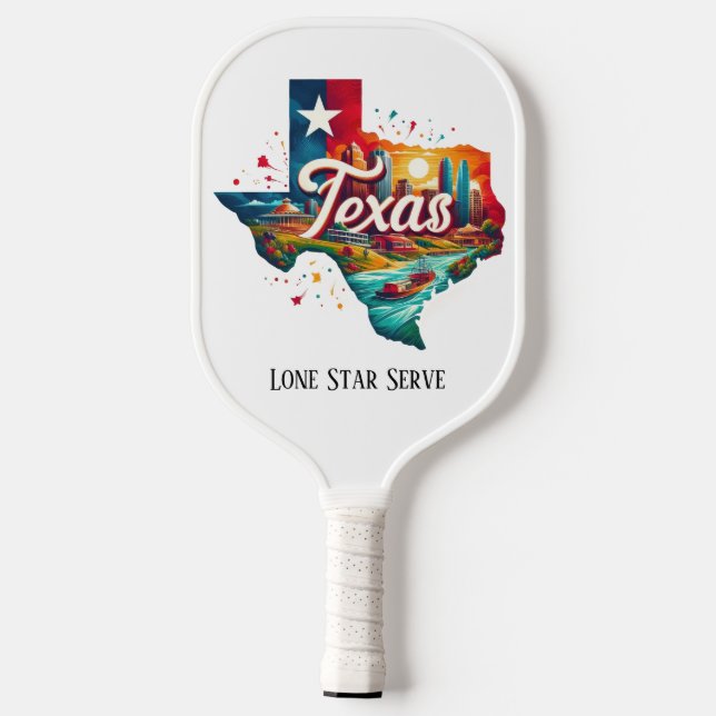 Retro Travel Map von Texas Staat Pickleball Schläger (Rückseite)