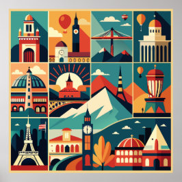 Retro Travel Poster Collage