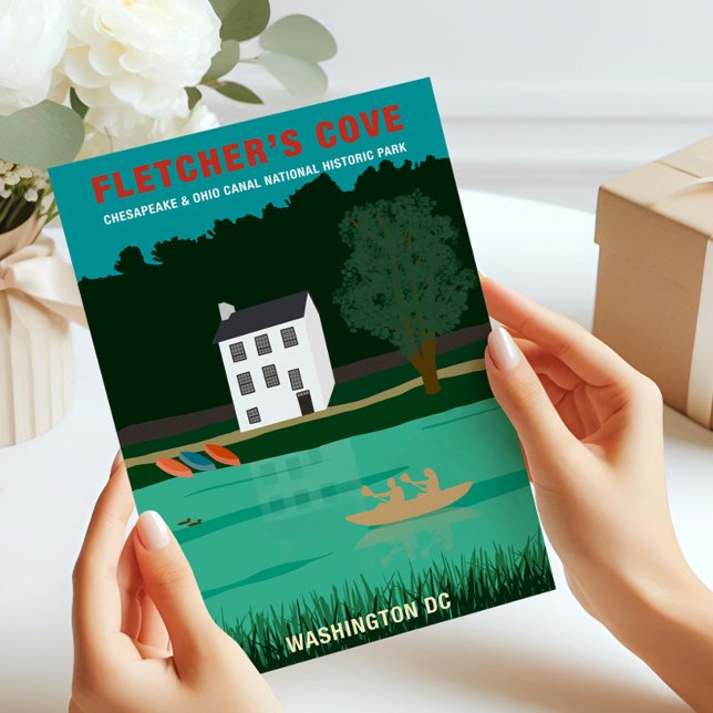 Retro Travel Poster Fletcher's Cove Washington DC Dankeskarte (Von Creator hochgeladen)