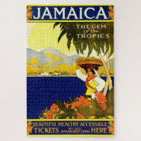 Retro Travel Poster Jamaica. Jigsaw Puzzle