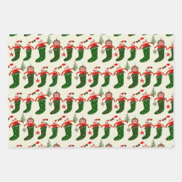 Retro Treasures Christmas Stockings Geschenkpapier Set