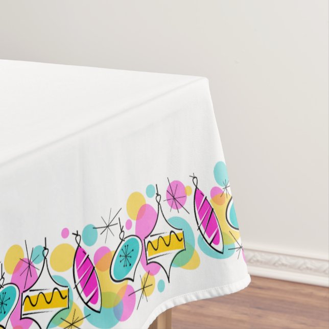 Retro Tree Baubles border tablecloth 50x72 Tischdecke (Beispiel)