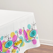 Retro Tree Baubles border tablecloth 60x84