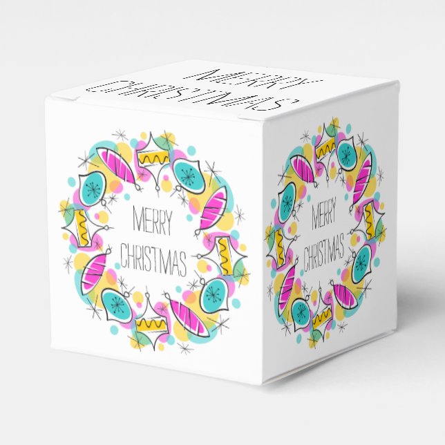 Retro Tree Baubles Circular Christmas classic Geschenkschachtel (Vorderseite)