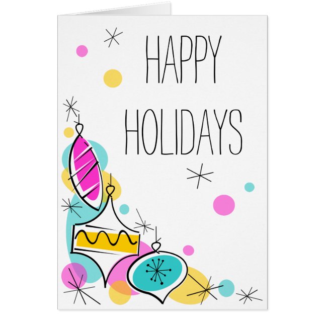 Retro Tree Baubles Corner Holidays Text vertikal (Vorne)