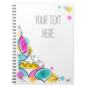 Retro Tree Baubles Corner Text Notebook Notizblock