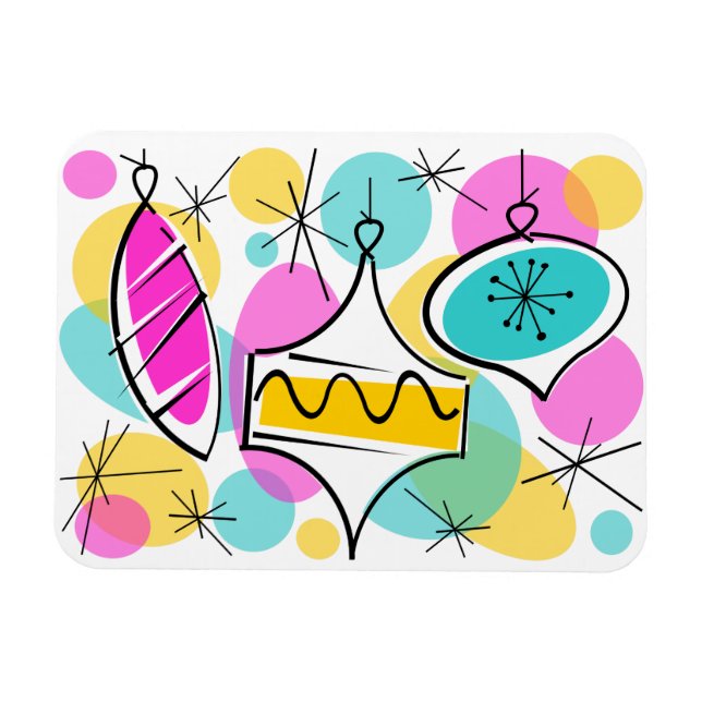 Retro Tree Baubles flexibler Magnet (Horizontal)