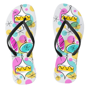 Retro Tree Baubles Flips Flip Flops