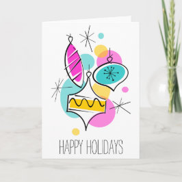 Retro Tree Baubles Group Holidays Feiertagskarte