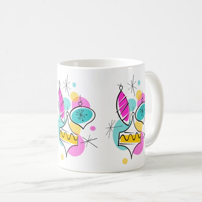 Retro Tree Baubles Group Tasse (VorderseiteRechts)