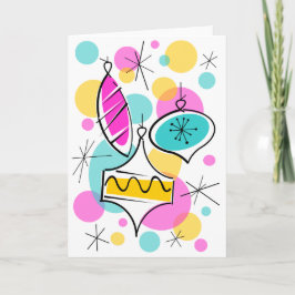 Retro Tree Baubles Grüße Karte vertikal