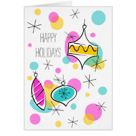 Retro Tree Baubles Happy Holidays