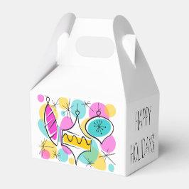 Retro Tree Baubles Happy Holidays Gable Geschenkschachtel