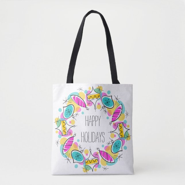 Retro Tree Baubles Holidays Tasche (Vorderseite)