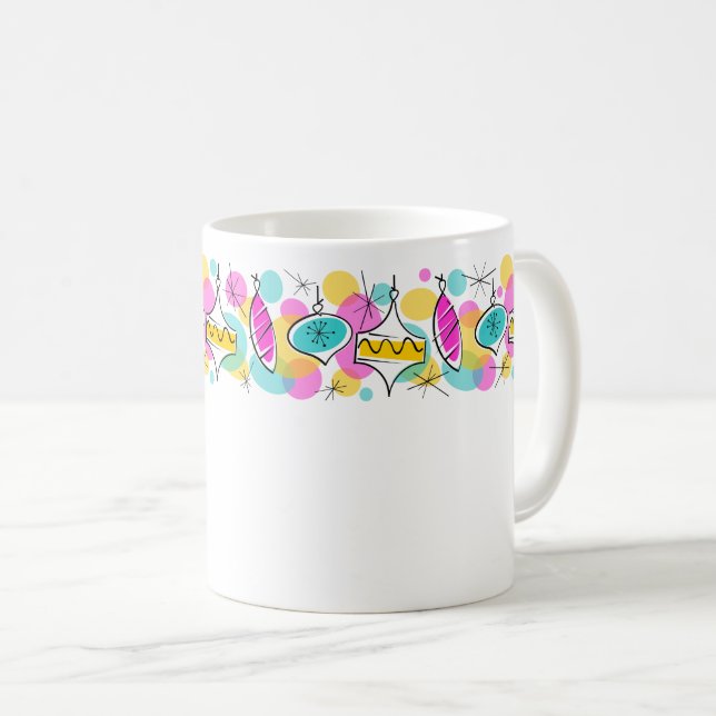 Retro Tree Baubles Line Tasse (VorderseiteRechts)