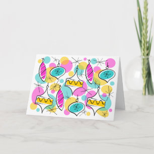 Retro Tree Baubles Multi Insider-Textkarte Feiertagskarte