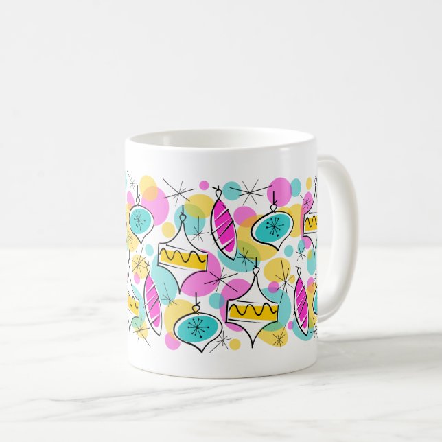 Retro Tree Baubles Multi-Tasse Kaffeetasse (VorderseiteRechts)