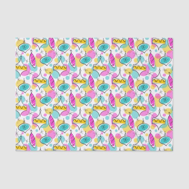 Retro Tree Baubles Multi-Tissue-Papier Seidenpapier (Vorderseite)