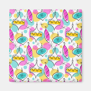 Retro Tree Baubles Multimagnet-Quadrat Magnet