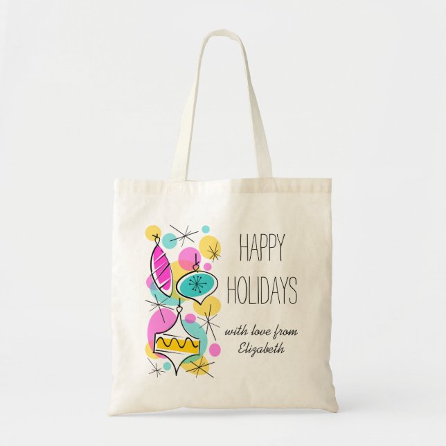 Retro Tree Baubles Side Holidays Tasche (Vorne)