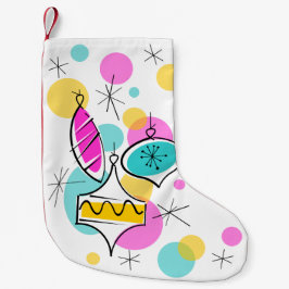 Retro Tree Baubles Strumpf rot hinten Kleiner Weihnachtsstrumpf