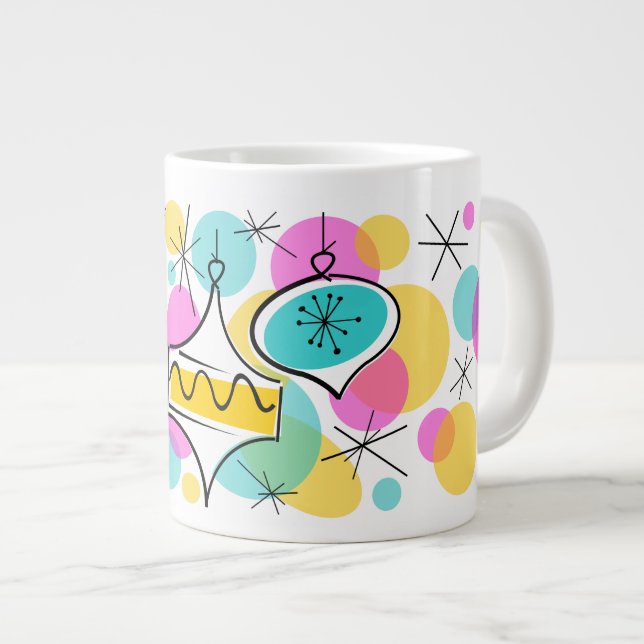 Retro Tree Baubles Tasse Jumbo (Vorderseite Rechts)