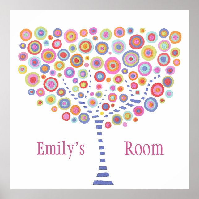 Retro Tree Personalised Name X LARGE Wall Poster (Vorne)