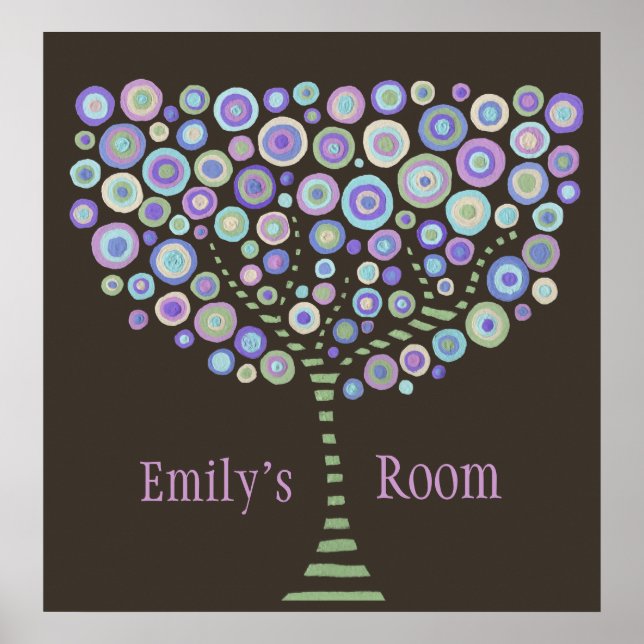 Retro Tree Personalisiert Name Room Poster (Vorne)