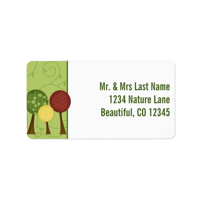 Retro Trees Address Labels Adressaufkleber (Vorne)