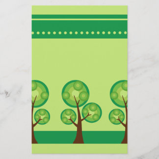 Retro Trees Scrapbook Paper Briefpapier